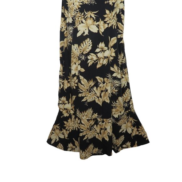 Vintage Hawaiian Floral Tank Dress L Patio Tropical Sleeveless Ruffle Zip - Picture 5 of 10